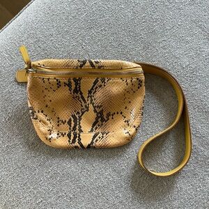 Clare V. Bag | Mustard Yellow Snakeskin Embossed Leather Fanny Pack